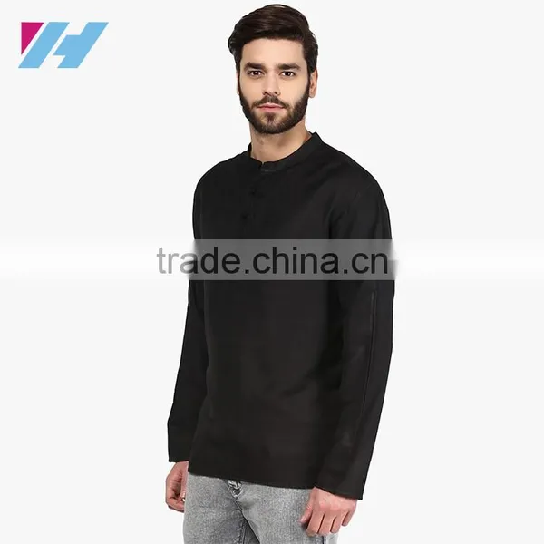 Men's Clothing Long Sleeve Black Kurta Designs For Men photo-2