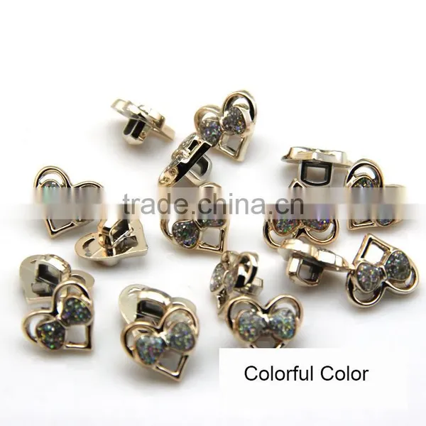 White Black 13*14mm Shank Heart Design With Bowknot Plastic Button For Clothing photo-3