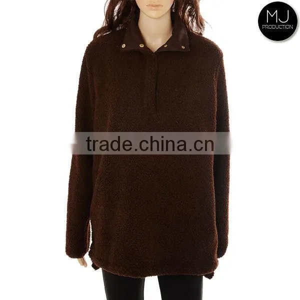 Factory Winter Cozy Women Blank Sherpa Fleece Pullover photo-2