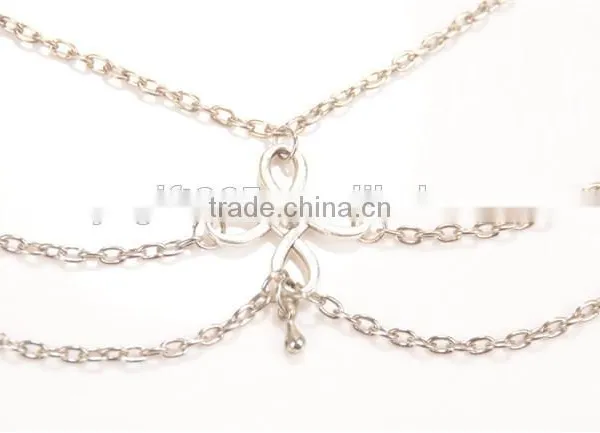 Silver Tone Three Layers Chinese Knot Simple Anklet Foot Chain photo-4