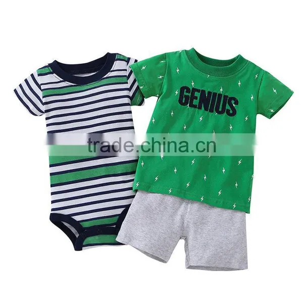 3pcs 100%cotton Unisex Baby Bodysuits Matching With Shorts and T-shirts photo-3