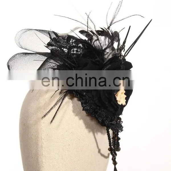Steampunk Gothic Fascinator With Beads and Gear Elements photo-3