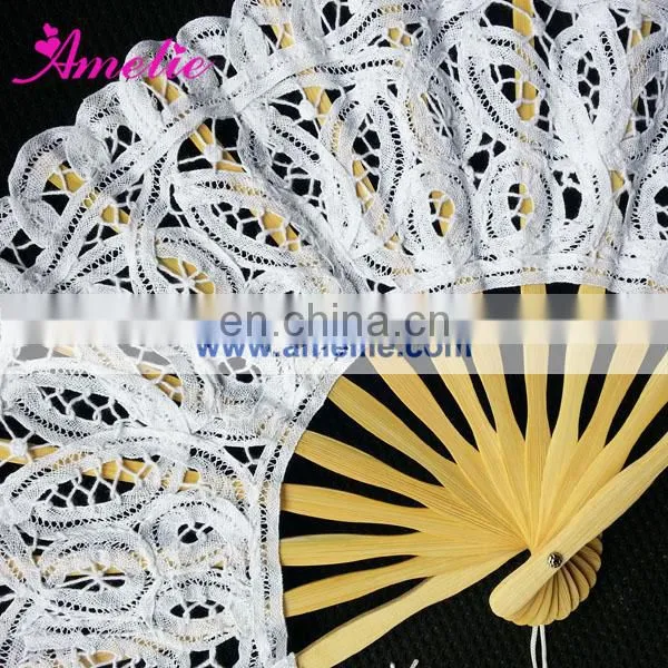 8 Inches Cotton Battenburg Lace Small Lace Fan Wedding Favors Gifts Fan photo-5