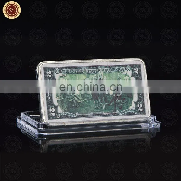WR Silver Bar Two Dollar Gold Plated Bar Unique Gifts The USA Two Dollar Paper Money Commemorative Fake Bars for Collection photo-2