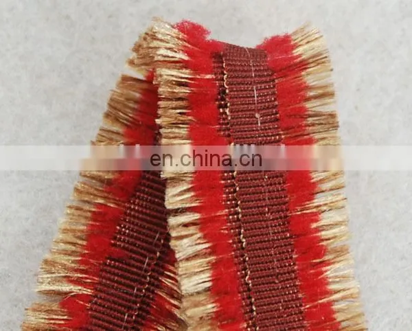 Fashion Cotton Red Fringe Tassel With Gold Lurex Trimming for Dresses photo-4