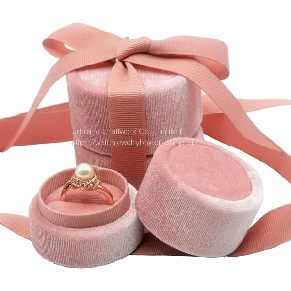 Custom Eco Friendly Jewelry Packaging Round Velvet Ring Box For Jewelry Business photo-2