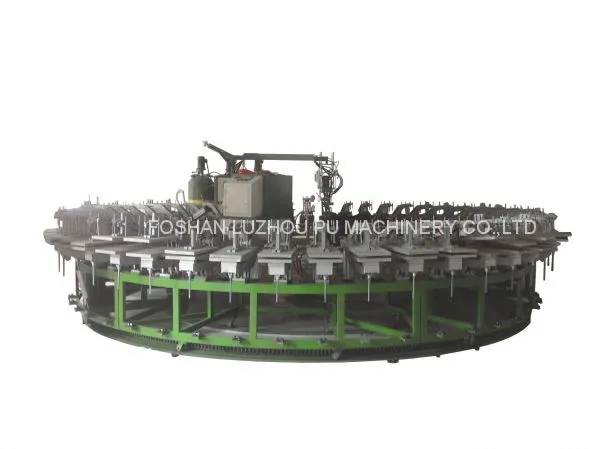 China pu Banana Type Shoe Sole Machine PU Shoe Sole Production Line 36 Work Station Semi-automatic pu Foaming Machine photo-5