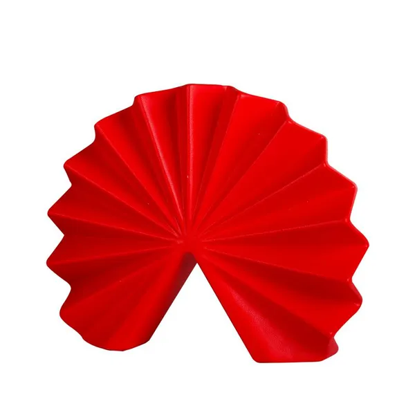 Fan And Scallop New Chinese Style Frosted Handmade And Mechanical Red Ceramic Decoration photo-5