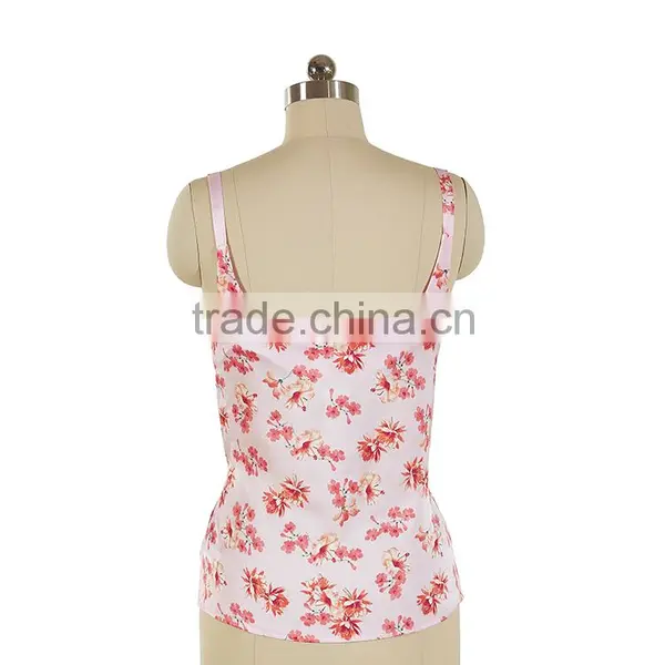 100% Poly Woven Ladies Print Camisole With Lace photo-2