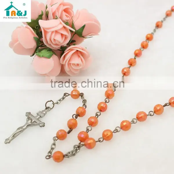 Fashion Religious Catholic Plastic Rosary Bead Necklace photo-3