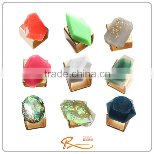 New Design Good Looking Fashion Jewelry Red Rings Large Resin Stone for Women's Rings photo-2
