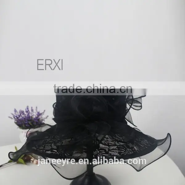 Newest Style Women Church/party/Races Big Sinamay Hat With Lace photo-4