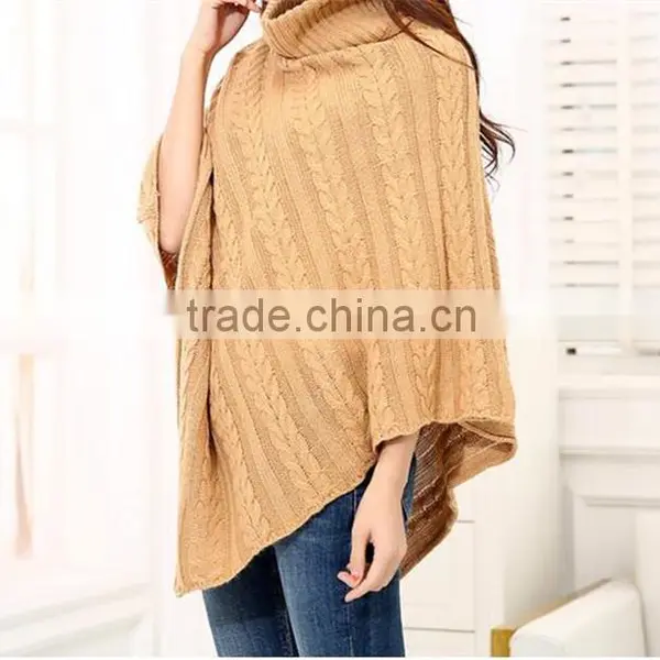 2016 Ladies Turtle Neck Women New Model Acrylic Poncho photo-4