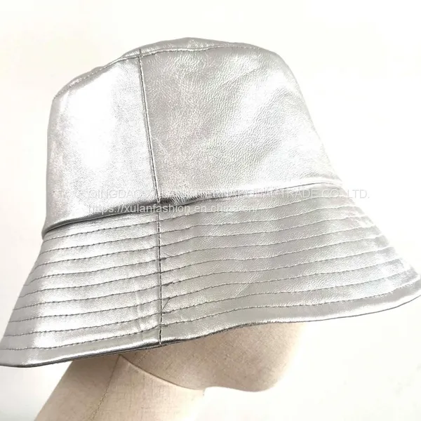 Women\'s GENUINE SHEEPSKIN Leather Quilting Bucket Hats