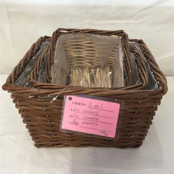 Hot Sale Square Shape Garden Willow Flower Basket photo-2