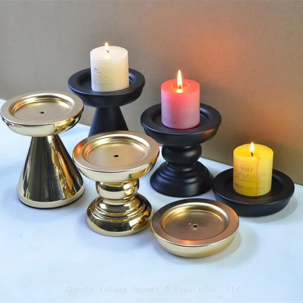 Wholesale Black Column Candle Holder Metal Candlestick Matte Black Candle Holder Home Decorations photo-3