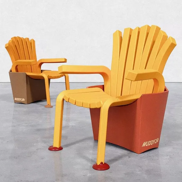 MUDDYCAR's Curvy-shaped Chairs, Featuring a Whimsical Fast-food Theme, Are Resin Artworks Suitable for Use as Furniture in Home Bars or Cafes.
