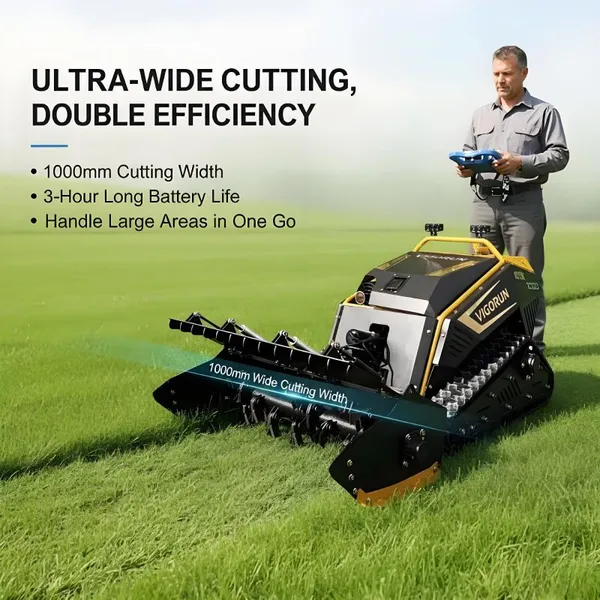 Vigorun Lawn Mower Robot, Industrial Dual 48V 1500W Motors MTSK1000  Mulcher Machine for Large Landscapes