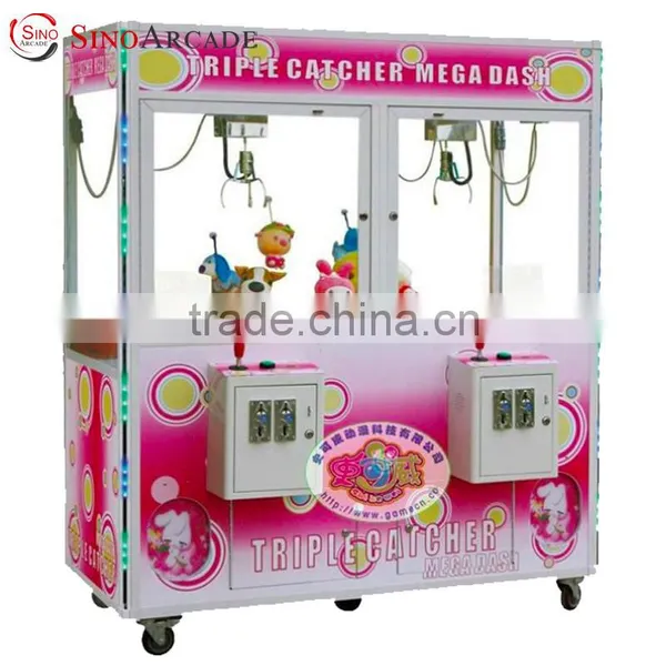 Good Price Coin Operated Two Players Plush Novelties Triple Catcher Crane Clawing Game Machine