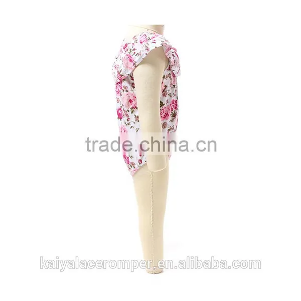 2016 Wholesale Hot Baby Girls Flower Print Baby Girl Romper Cotton Baby Romper for Newborn Cute Cheap Baby Girl Summer Romper photo-2