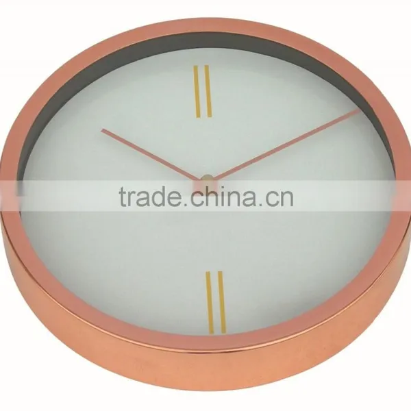 Metal Round Shaped Wall Clock, Rose Gold Decorative Wall Mounted Clock photo-2