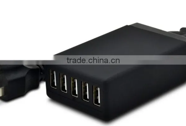 UV Paint 5V4.1A 5 Port Multiple USB Intelligent Charger Multi Travel Power Adapter for USB-Charged Devices(Black) photo-6