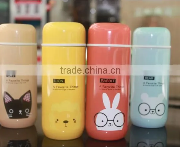 Small Volume Capsule Shapes Bottle Double Vacuum Cup With Cute Printing photo-2