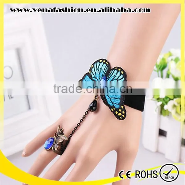 Low Moq Crystal Butterfly Bracelet, Gothic Hand Ring Bracelet photo-5