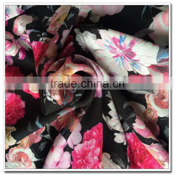 Supply 100% Print Polyester 4 Way Spandex Stretch Fabric For Women Cloth photo-3