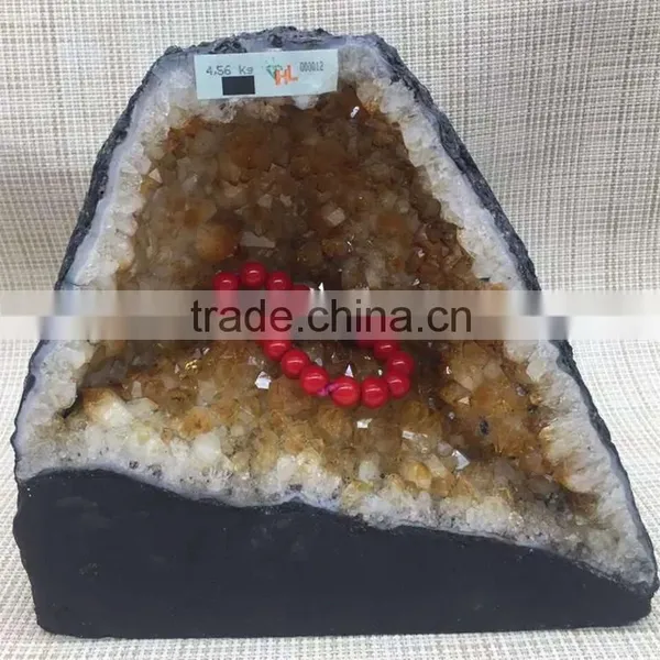 Natural Crystal Citrine Geode For Sale Medium Home Decoration photo-5