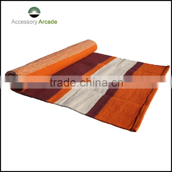100 % Cotton Rug Mat for Yoga Practice in Yellow Seven Chakra Embroidery photo-5