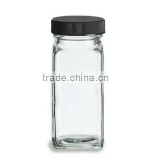 Wide Mouth French Square Beverage Glass Bottle With Black Lid photo-2