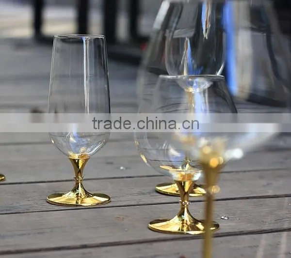 2016 New Design Clear Crystal 680ml Crystal Drinking Glass Gold Stem Drinking Glass Manufacturers China photo-2