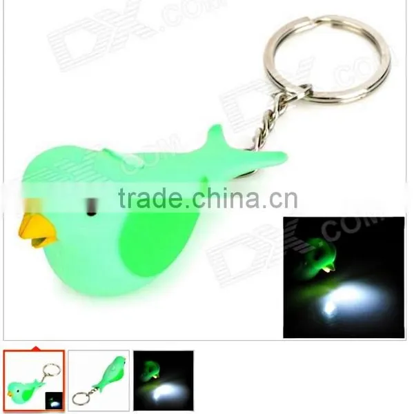 Cute Bird Singing Led Light Pvc Key Ring Key Chain photo-3
