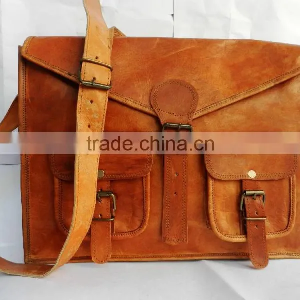 Genuine Leather Satchel Bag,real Goat Leather Office Satchel photo-4