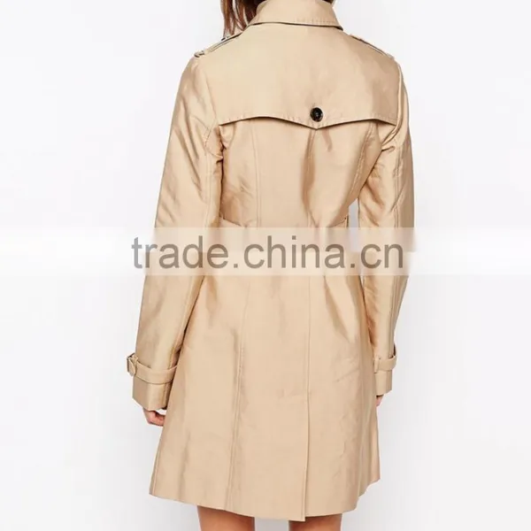 Fashion Women Long Khaki Long Sleeve Wind Coat photo-5