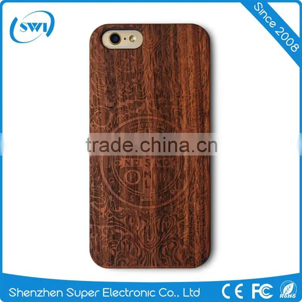 Luxury Hard Wooden Laser Logo Protective Phone Case Cover For Apple IPhone 6 6s Plus photo-3