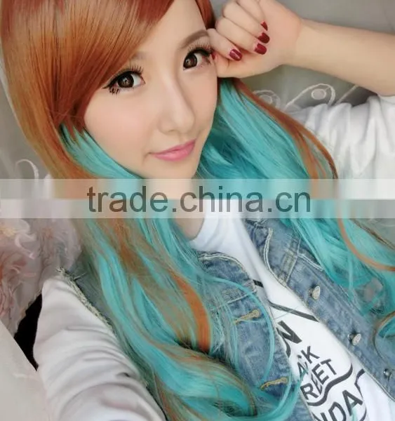 Long Wavy Synthetic Lace Front Hair Wig Rainbow Colorfull Heat Japanese Fiber Glueless Halloween Cosplay Wig photo-3