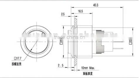 LAS1-AWY-11M 22mm Flat Shape Waterptoof Switch Solder Terminal Push Button Switch photo-2