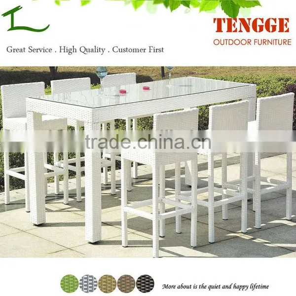 YH-8198 Outdoor Bar Table and Chair UV Resistant Outdoor White Wicker Bar Chair photo-2