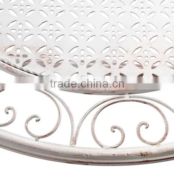 Folding Iron Garden Table and Chair Set in Cream photo-2