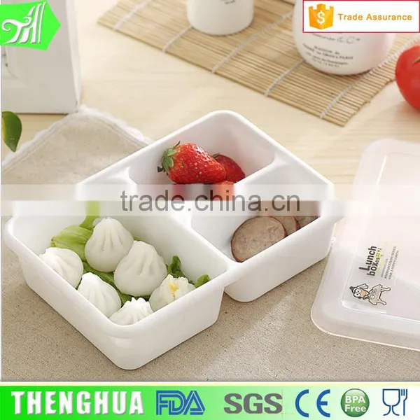 3-compartment Plastic Bento Lunch Box Food Container For Microwave Oven