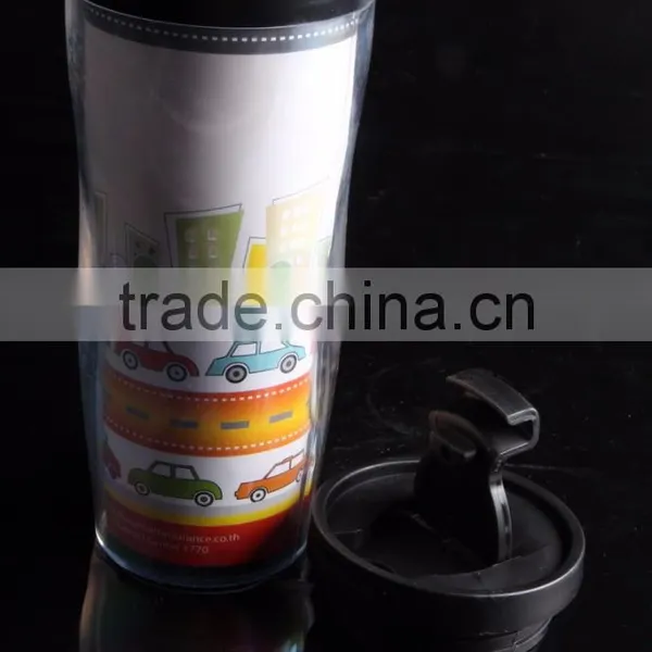 12oz Cheap Double Wall Travel Plastic Coffee Mug With Wall Paper photo-5