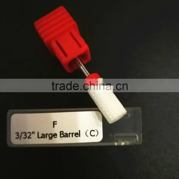 Fine Type White Color Ceramic Nail Drill Bits Cylinder Head 6.5mm photo-2