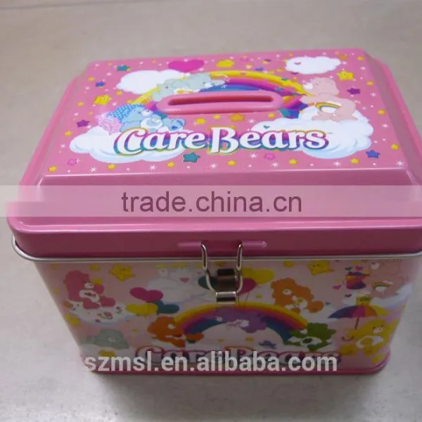House Shape Tin Can Coin Bank Saving Box With Lock photo-2