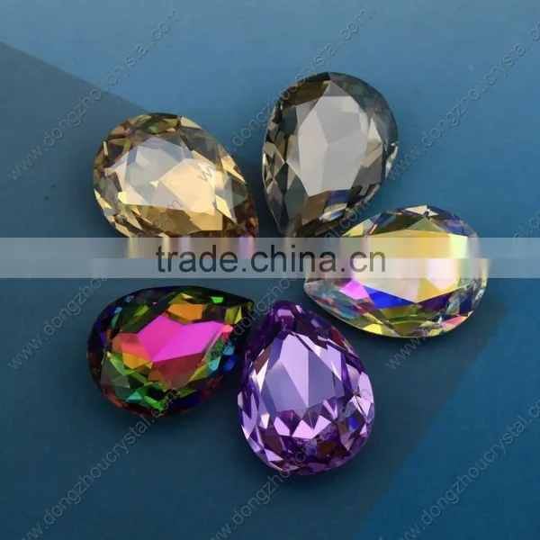 DZ-3003 Pear Vitrail Medium 10x14mm Crystal Metal Setting Sew On Rhinestone photo-3