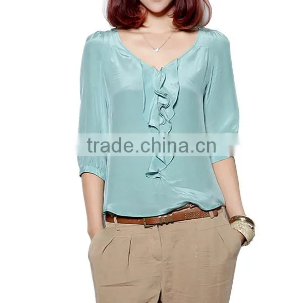 Trndy Fashion Short Sleeve High Quality Best Price Women Tops and Blouses 2015 photo-2