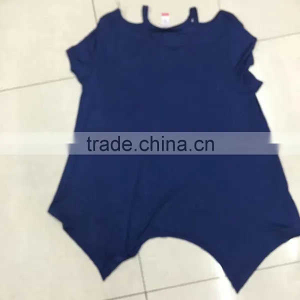 Women Stock Clothing Stylish Irregular Blank T-shirt photo-5