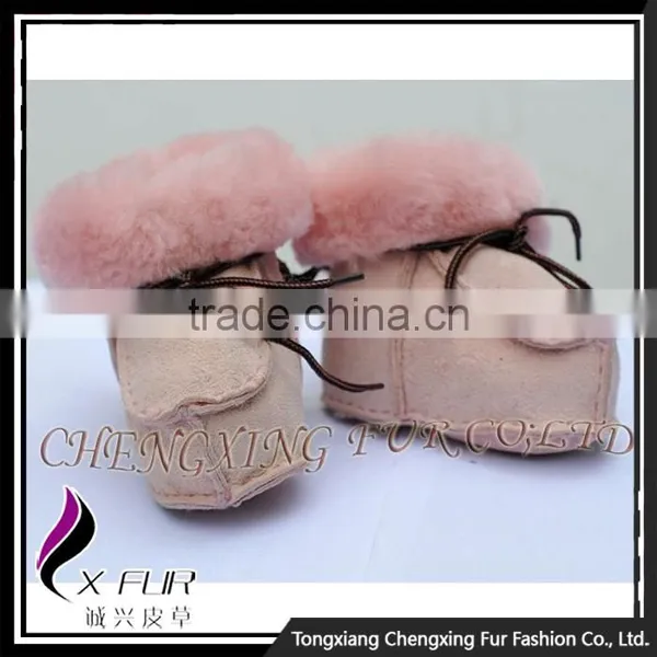 CX-SHOES-05B Genuine Sheared Sheep Skin Casual Baby Leather Shoes photo-5
