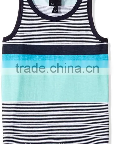 Colorful Stripe 100%cotton Tank Tops With no Design photo-3